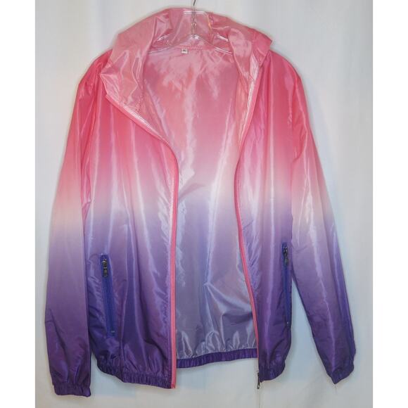 Rain Jacket Windbreaker *NWT* Pouch Lightweight Travel Size XL Women Ombre Pink - Picture 2 of 10